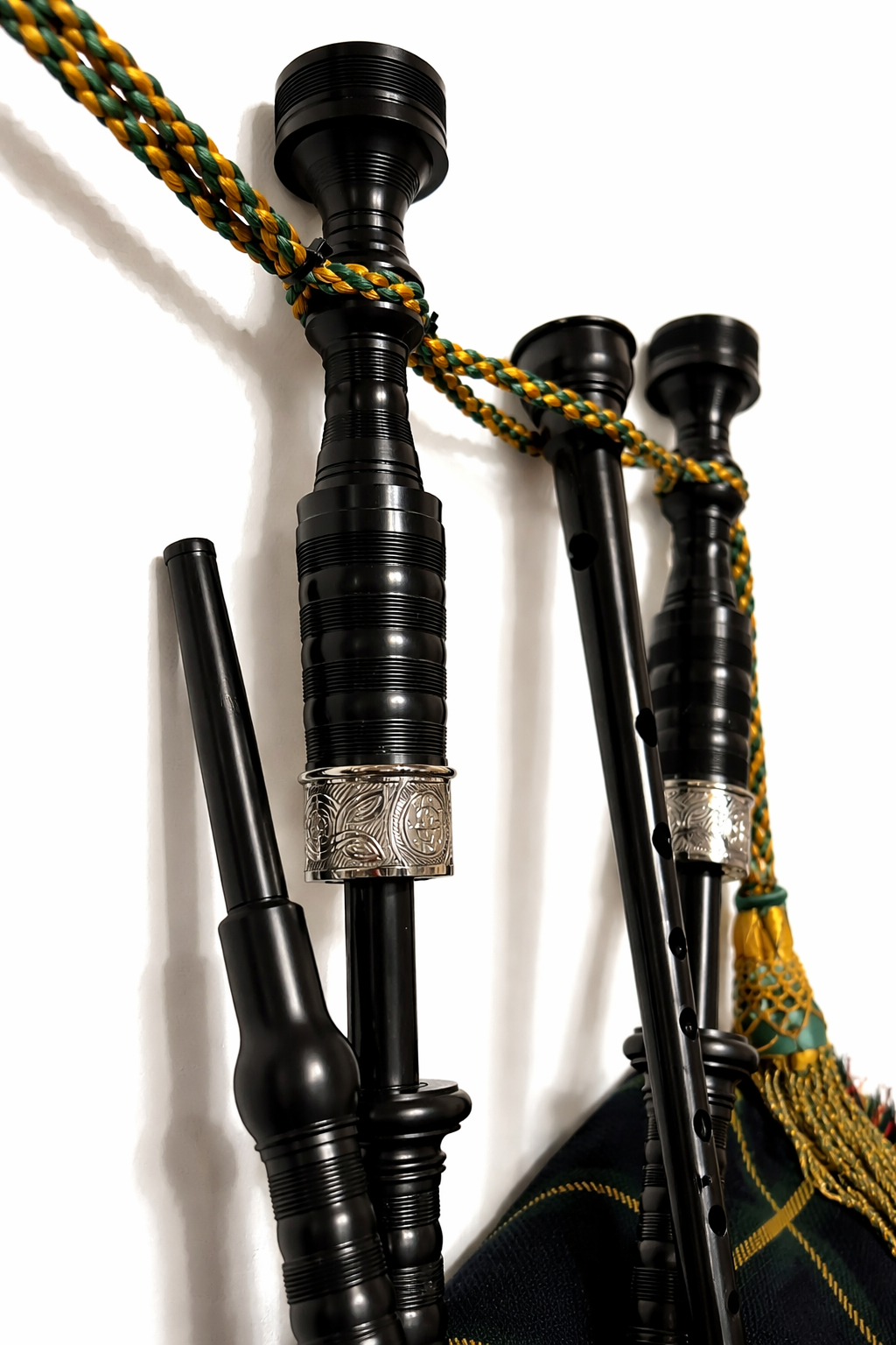 Highland Bagpipe Delrin Synthetic Full Ferules Engraved - Bagpipes Galore