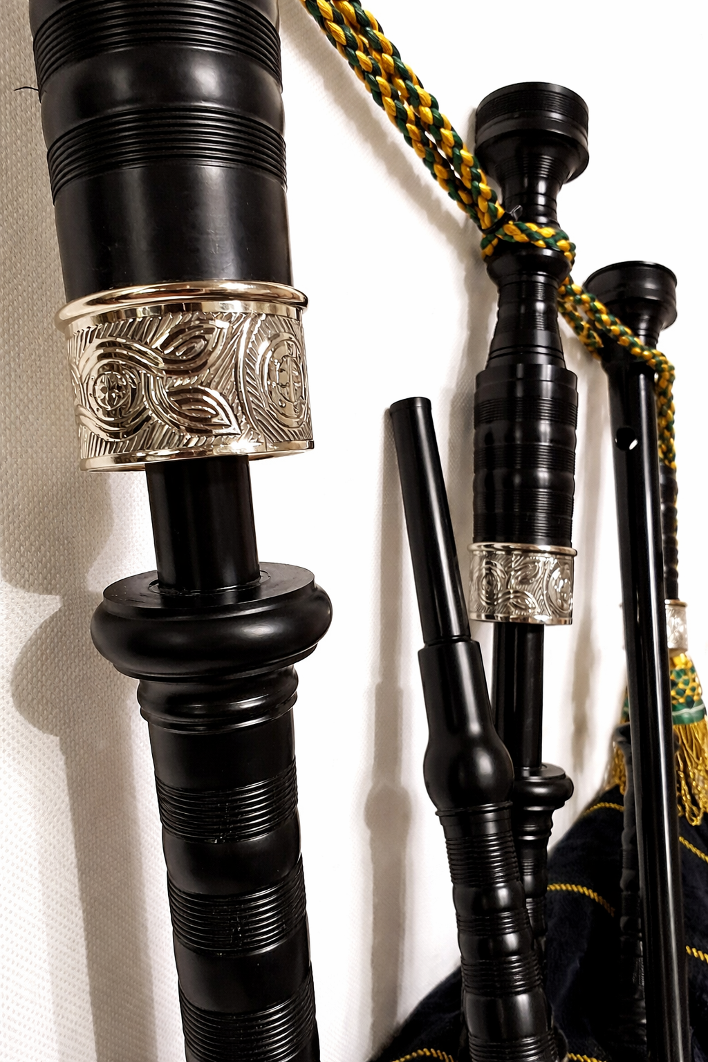 Highland Bagpipe Delrin Synthetic Full Ferules Engraved - Bagpipes Galore