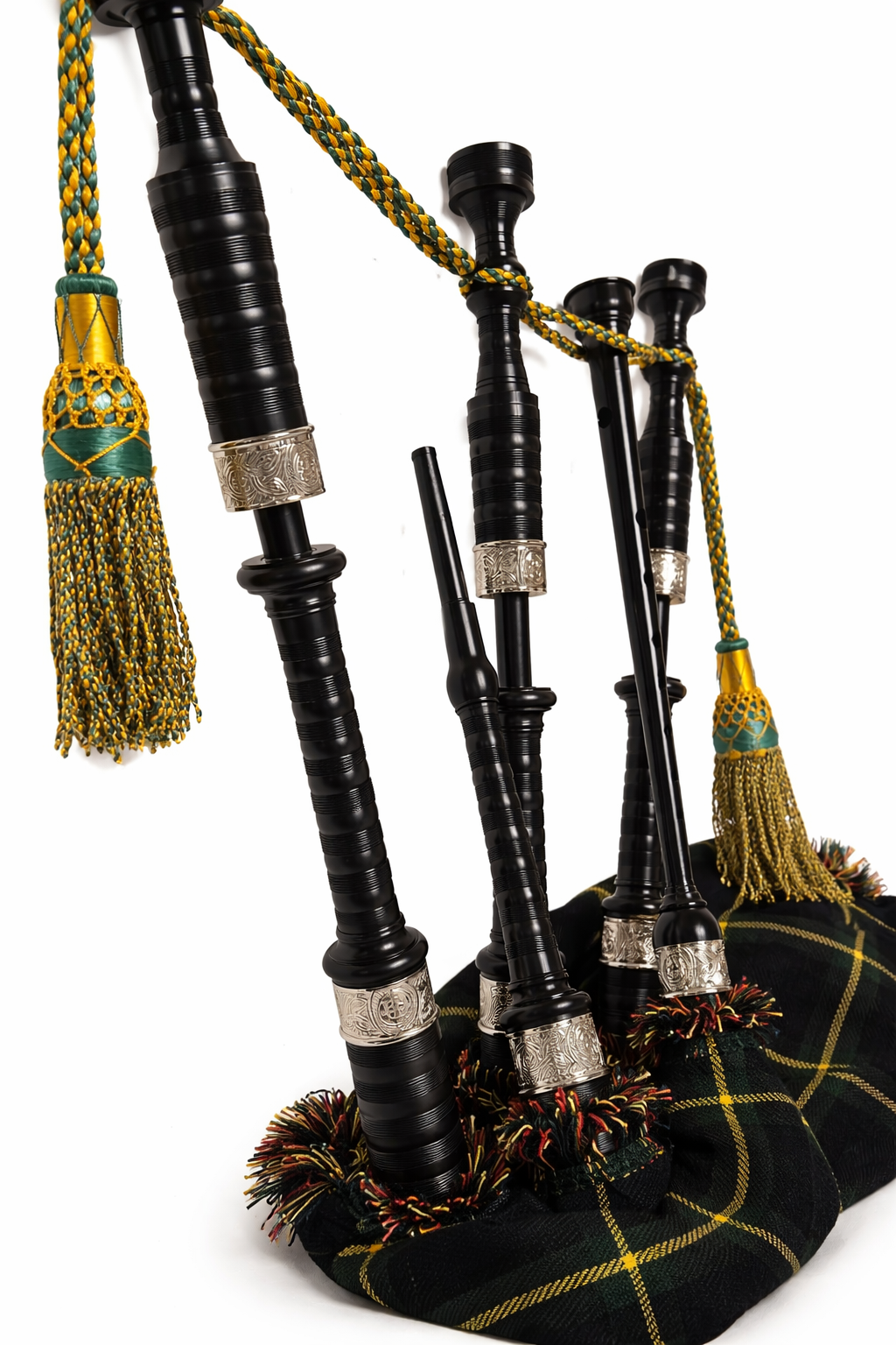 Highland Bagpipe Delrin Synthetic Full Ferules Engraved - Bagpipes Galore